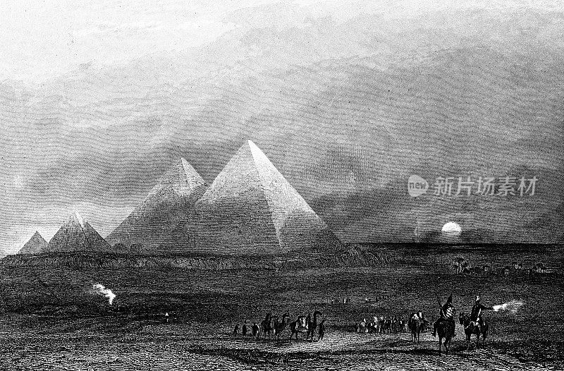 埃及吉萨的金字塔建筑群，由J. M. W.特纳绘制——19世纪奥斯曼帝国